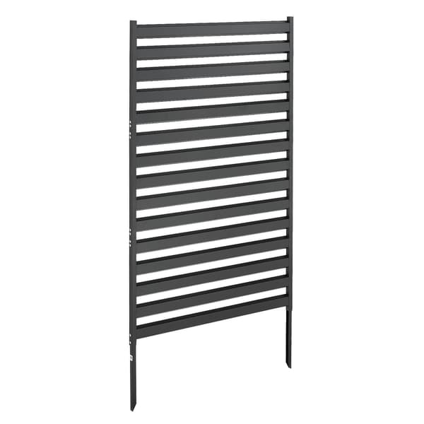 Fritstående metalskærm, 91 x 183 cm, sort