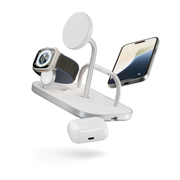 ZENS Trådløs oplader 4-i-1 Qi2 60W USB-C Out White Sølv, Hvid