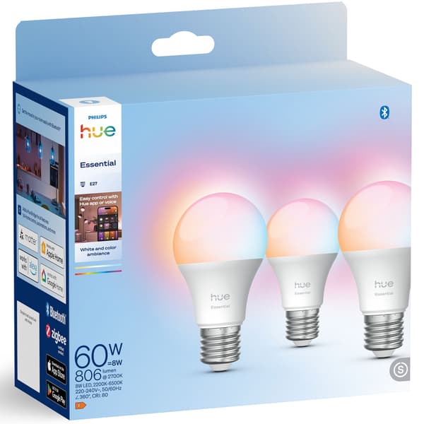 Smarte LED-pærer E27 60W, 806lm, 3-pak