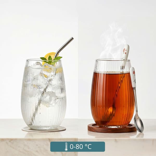 Set med 6 transparenta glasmuggar, 400 ml kapacitet