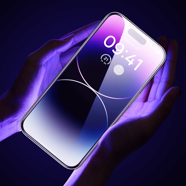 Helskärmshärdat glas för iPhone 14 Pro Max med 0,3 mm högtalarskydd
