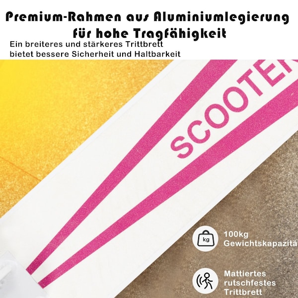 Scooter scooter sammenfoldelig sparkescooter højdejusterbar 100 kg lastekapacitet sparkescooter med 2 LED hjul pink