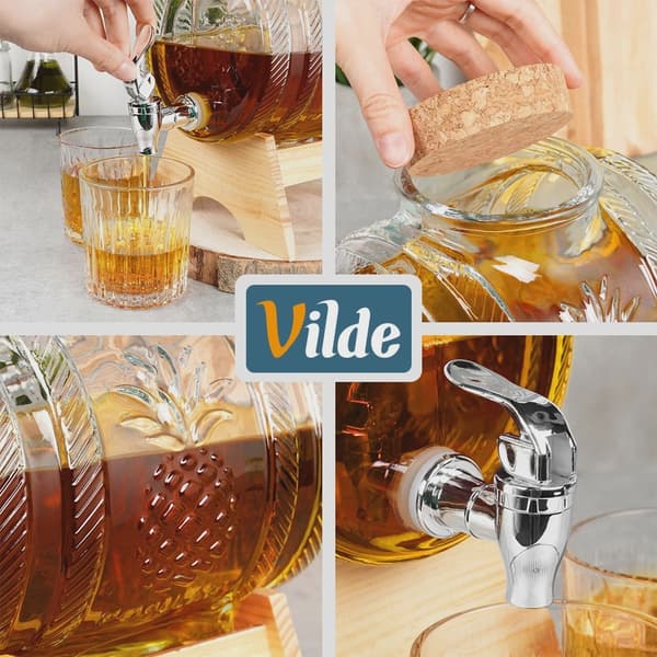 5L glas drikkevaredispenser med stativ og tap