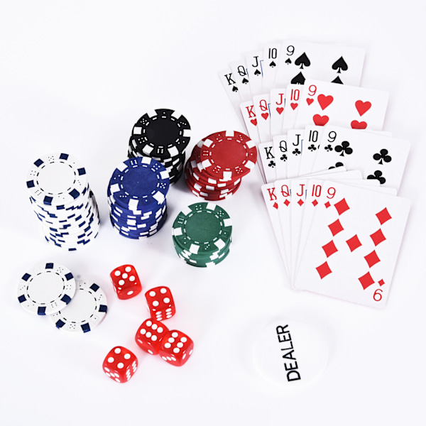 Pokerfodral Set 300 Marker 2 Kortspel 5 Tärningar Aluminiumfodra