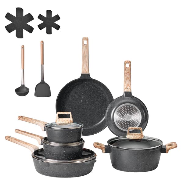 17-delars nonstick-kokkärlset i granit, induktion, svart