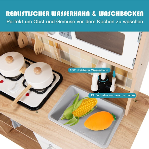 Kökslekset för barn barnkök av trä 81 x 29 x 88,5 cm vit + natur
