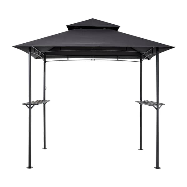 BBQ-huvimaja 8x5 jalkaa, kaksikerroksinen katto, 2 hyllyä