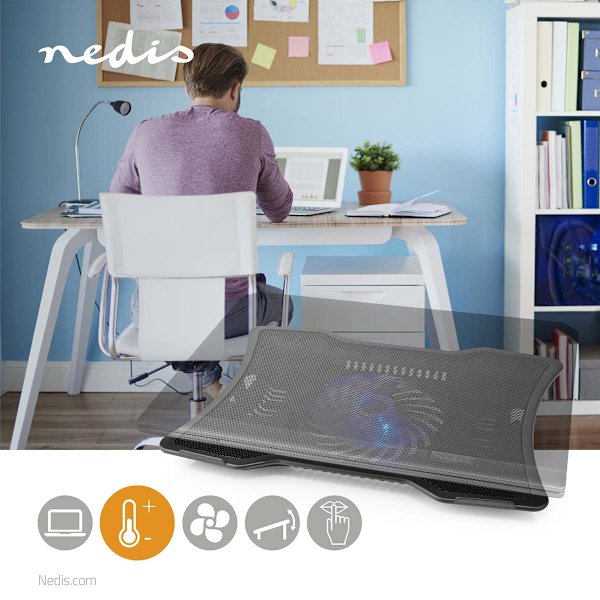 Stander til Notebook | Antal ventilatorer: 1 | USB Drevet | Antal vinkler: 2 | 17 " | 1500 rpm | LED