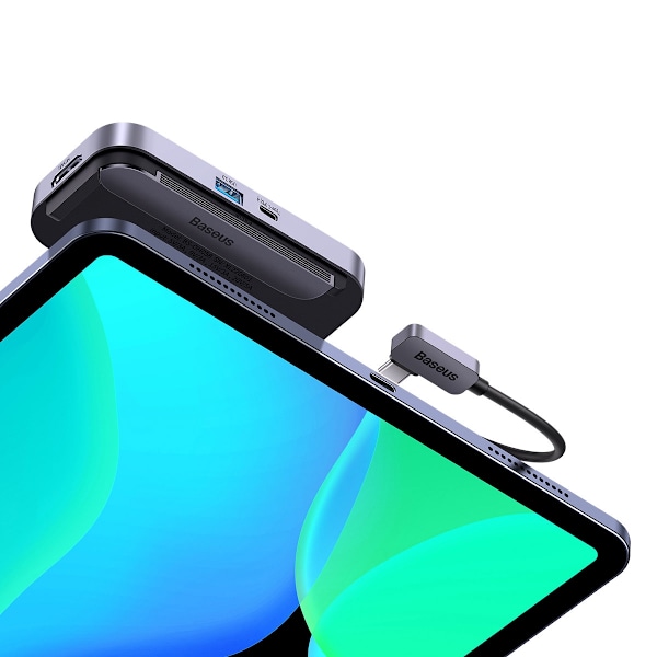 6in1 PadJoy HUB USB Port Splitter för Smartphone Tablet USB-C HDMI SD TF Mörkgrå
