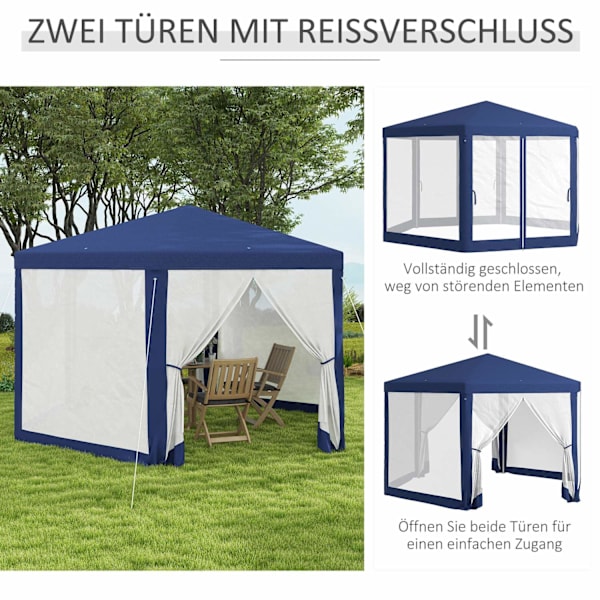 Gazebo 4x3m hexagonalt vattenavvisande stabil vintertät paviljong med myggnät Partytält Trädgårdstält med 6 sidopaneler Trädgårdspaviljong för camping