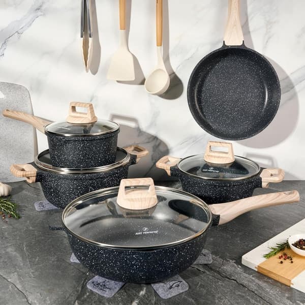 14-delt Granite Non-stick køkkengrejsæt, sort