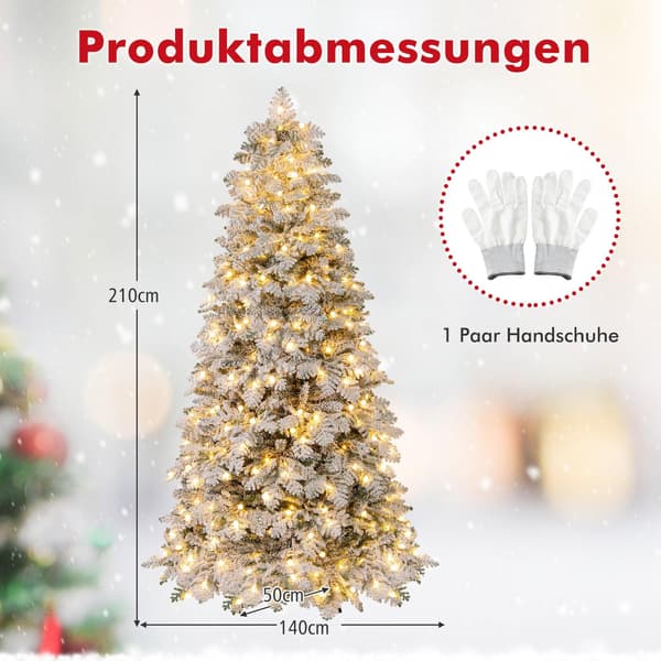 210 cm tekokuusi lumisilla LED-valoilla