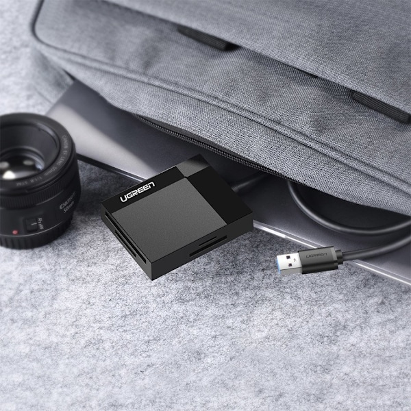 SD / micro SD / CF / MS minneskortläsare, USB 3.0-kontakt 1m - svart