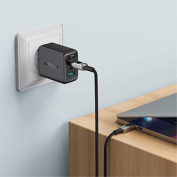 Punottu kaapeli LED-näytöllä iPhone MFI USB-C:lle - Lightning 1,2m 30W 3A musta