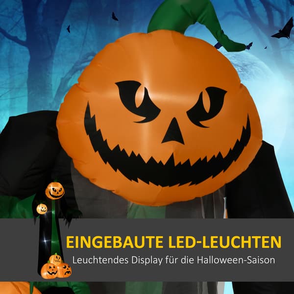 Oppustelig 2,4m LED græskarspøgelse til udendørs Halloween-dekoration
