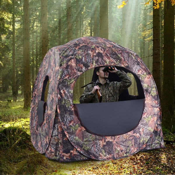 Metsästysteltan pop up -muotoilu, 360° näkökulma, kantolaukku ja kiristyshihnat 2 hengelle