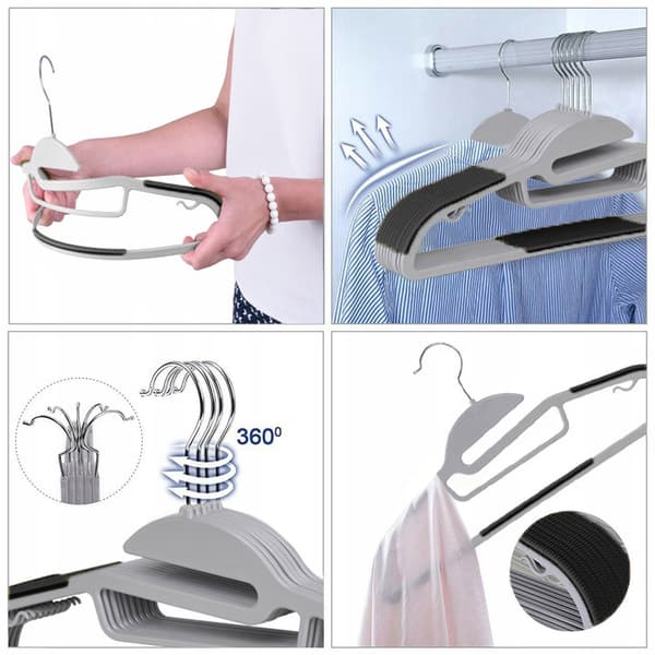 Flexibla plasthängare, 20-pack, gråsvarta, halkfria