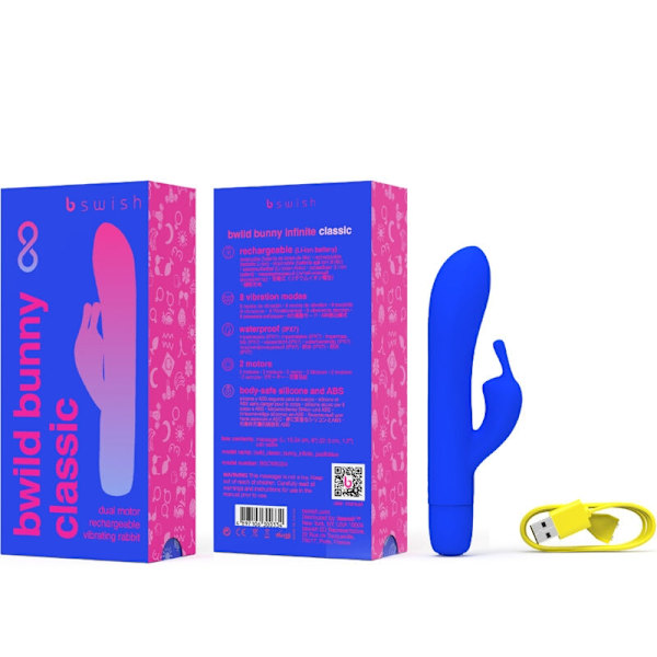 B Swish - Bwild Bunny Infinite Classic Genopladelig Vibrator Blå Silikone