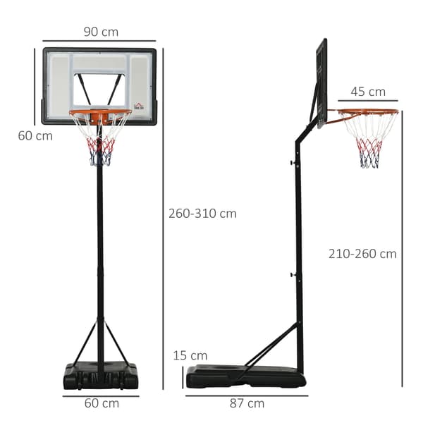 Basketbåge Rullbar Höjd Justerbar 260-310Cm Stativ