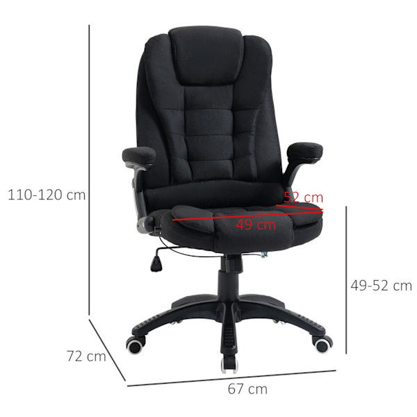 Kontorstol Højdejusterbar Skrivebordsstol Ergonomisk Skum Pp Plast Hørlignende Polyester Sort 65 X 72 X 100-120 Cm