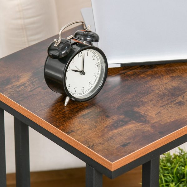 Sidebord C-Formet Rullevogn, Serveringsvogn, Sidebord, Træ + Metal, Sort + Valnød, 51X36X65 Cm