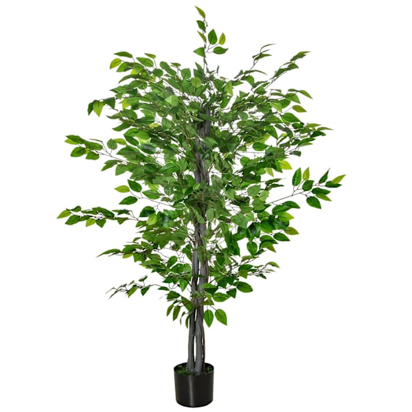 Kunstig Ficus Træ Stor 135 cm Kunstig Plante, Kunstig Plast Planter Ficus i Pot, Kunstigt Træ Som Ægte med Cement, Kunstigt Græs til Stue Soveværelse