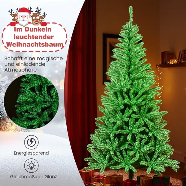 Glödande 180 cm konstgjord julgran, vikbar design
