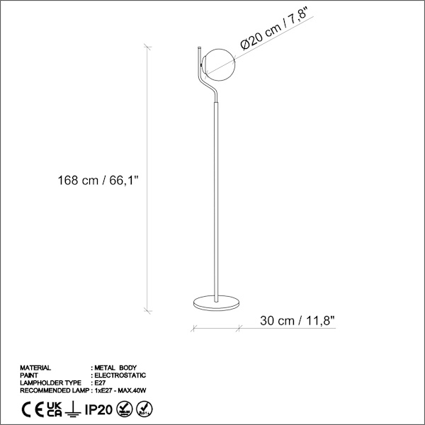 Gulvlampe Tulipan 13816 - Guld