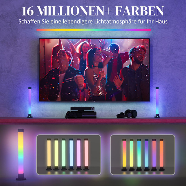Set med 2 bordslampor, bordslampa med app och fjärrkontroll, musiksynkronisering, färglägen, timer, smart sänglampa för vardagsrum, lekrum, vit