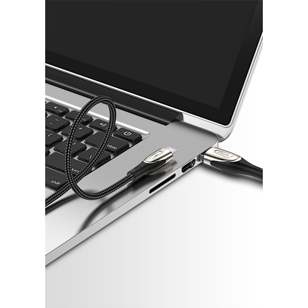 Kabel USB-A - microUSB 3A med ladeindikator 1,2m sort