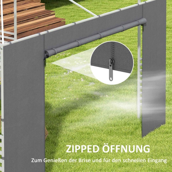Sivuseinät Gazebo 2.95X2.95M Mesh Ikkuna Polyesteri Tummanharmaa 300X200Cm