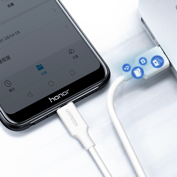 PVC-kaapeli USB0-A - microUSB 480 Mb/s 1m valkoinen