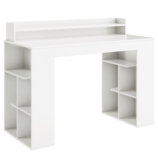 Skrivebord med skærmhylde og 2 reoler computerbord 120 x 54 x 90 cm hvid