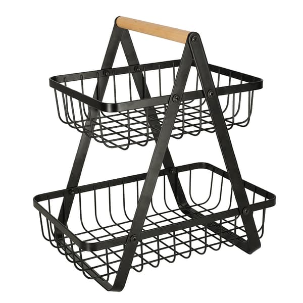Dubbeldäckad fruktkorg i metallträ