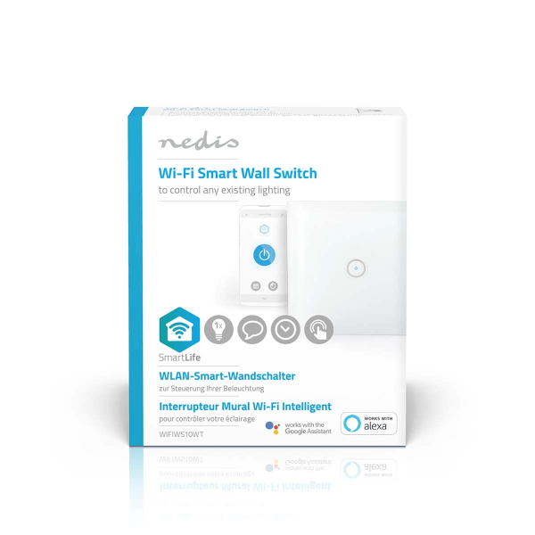 SmartLife Strömbrytare | Wi-Fi | Enda | Väggfäste | 1000 W | Android™ / IOS | Glas | Vit