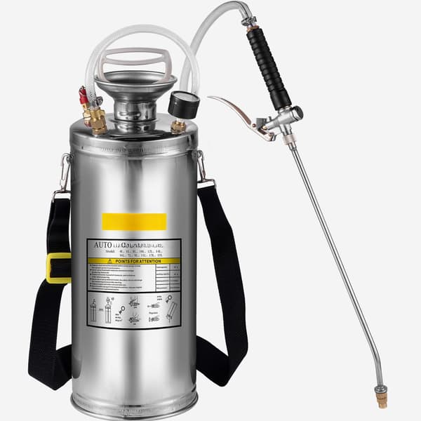 Pumpspruta i rostfritt stål, 8 l/2 gal, justerbart munstycke