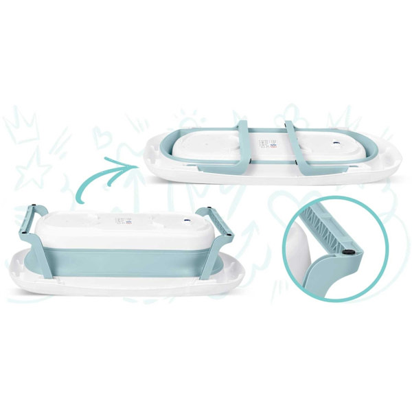 Babybadekar med termometer RK-282 Hvid/Blå