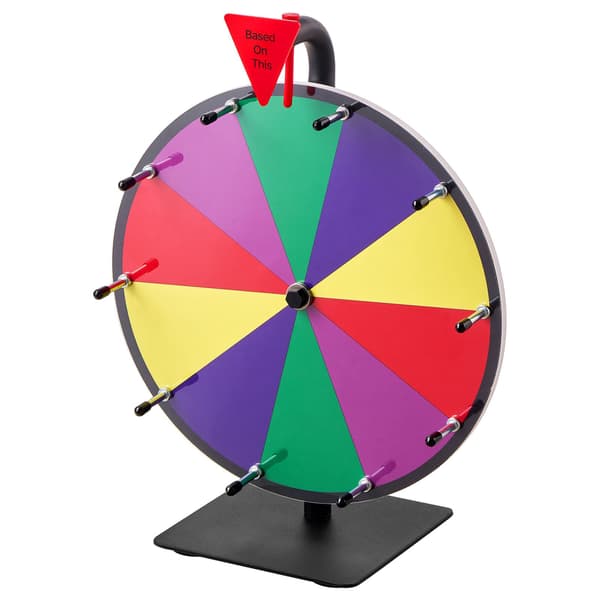 Spindende præmiehjul 12 tommer, 10 pladser, whiteboardstativ