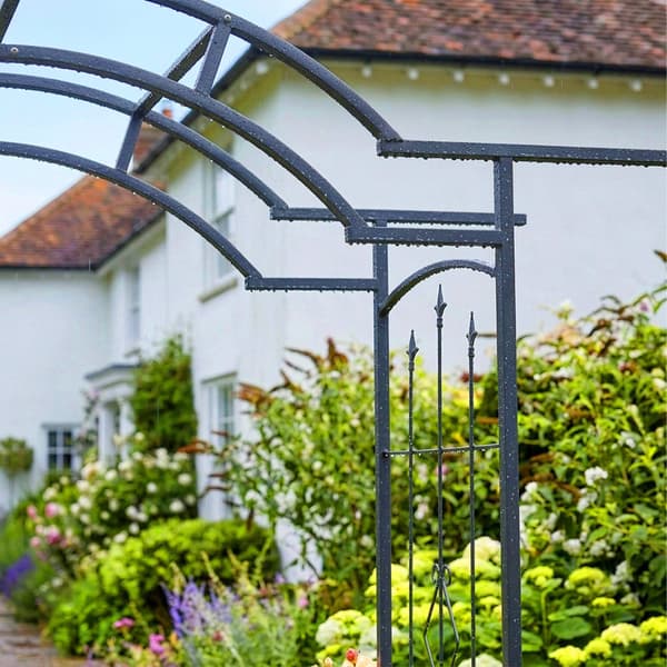 Metal Rosenbue, Sort Stålstøtte til Klatrende Planter