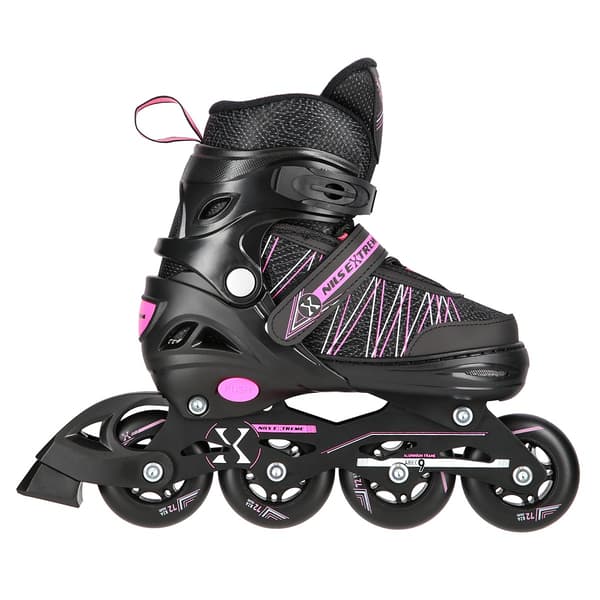 2-i-1 inline & skøjter, sort/lyserød, størrelse S (31-34)