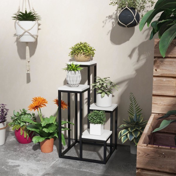 Plant Stand Teräskukkahylly, 4 Tasoa, Puutarhaan Ja Parvekkeelle