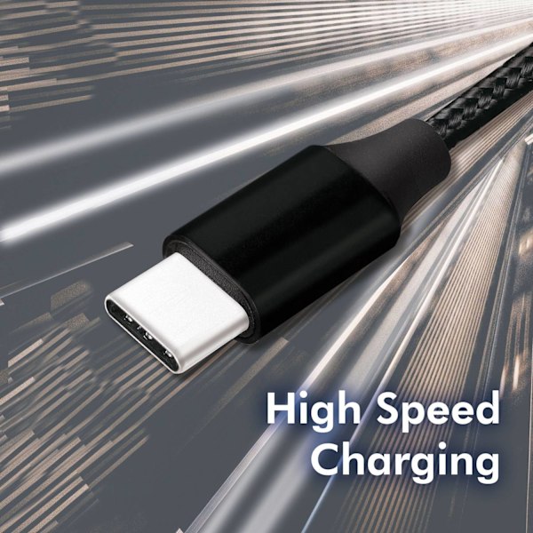 USB-USB-C lataus-/synkronointikaapeli USB 2.0 15W 0,3m tekstiili