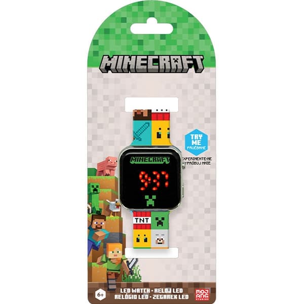 Minecraft LED-klocka för barn, justerbar rem, vattentät