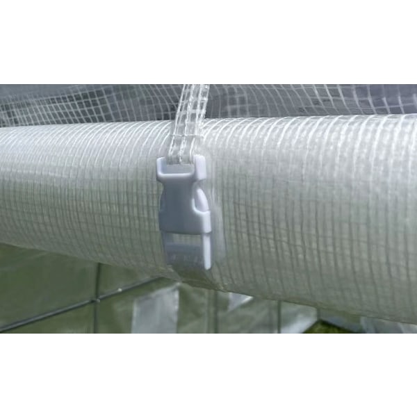 Växthusträdgårdstunnel, 3x2x2 m, flersäsong, metallram, vit folie, 2 ingångar