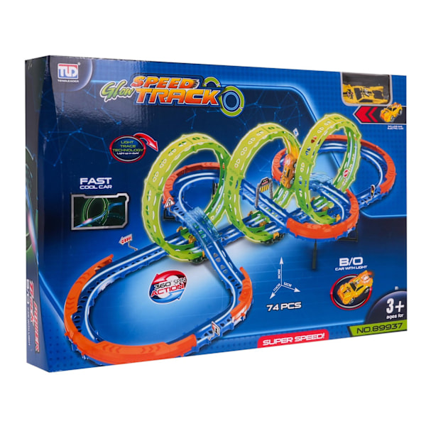 Glow-in-the-Dark Extreme Race Track med 74 delar