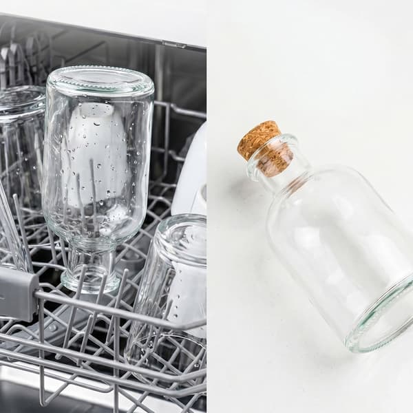 Set med 8 glasflaskor med korkar – 150 ml, runda