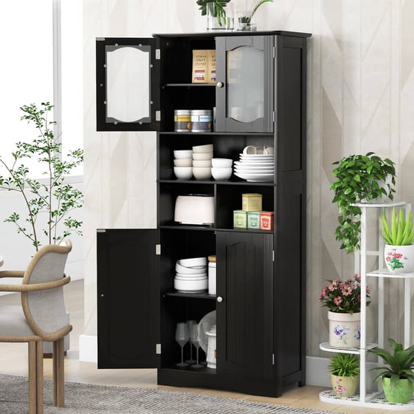 Fritstående badeværelsesskab i linned, sort, 143 cm