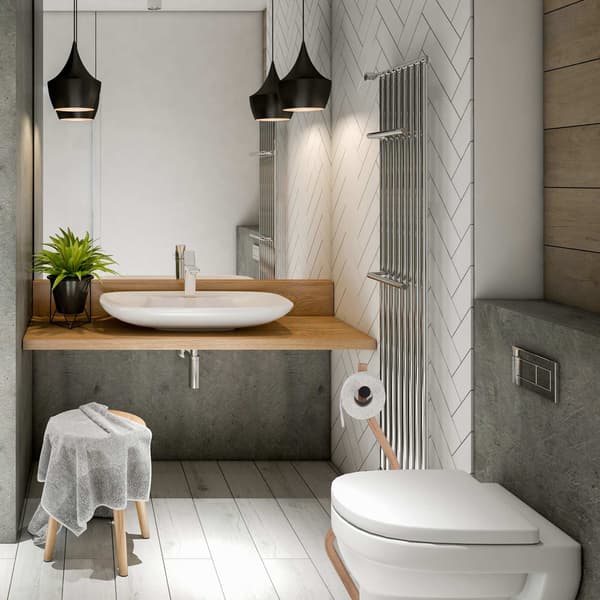 WC stol stål &amp; trälook