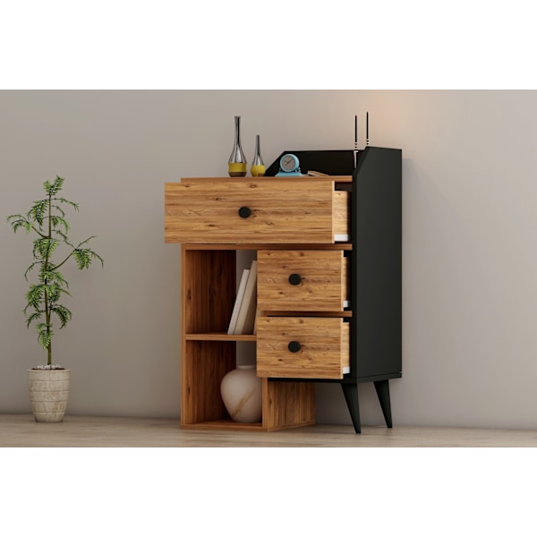 Kommode Star - Atlantic Pine, Sort