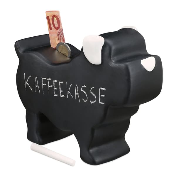 Säästöpossu Koira etikettiin